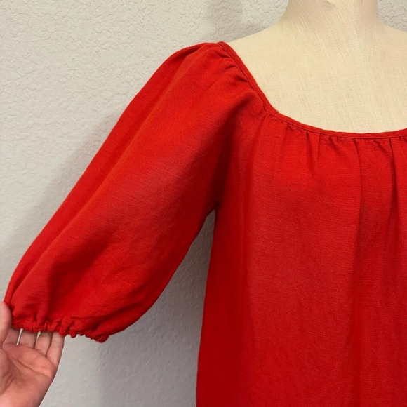 SOLID & STRIPED The Peasant Midi Dress in Candy Red - Picture 4 of 14